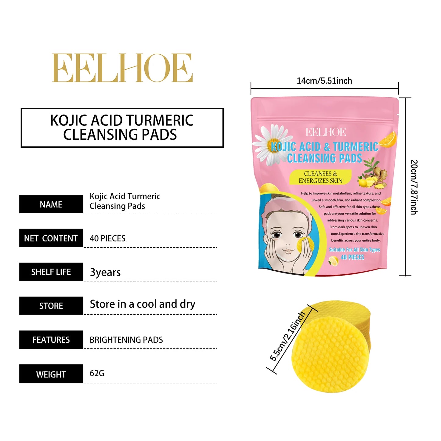 HerBalance Glow Pads-Brightening Turmeric & Kojic Acid Pads